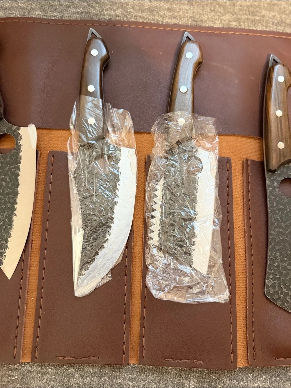 12 pc Hand Forged Serbian Chef Knives with Leather Bag